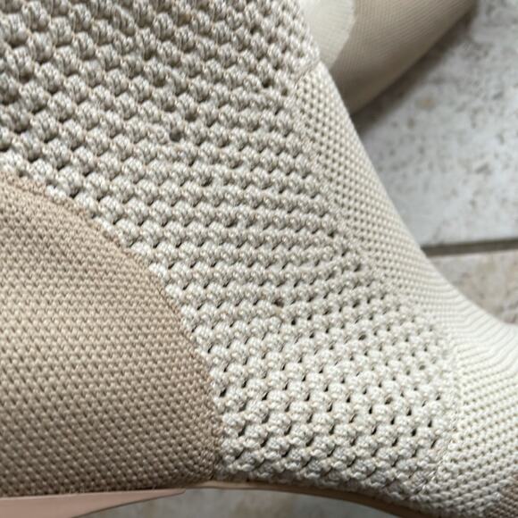 Vivaia Melissa Square-Toe Perforated Heeled Sock Boots Cream Ivory - Picture 13 of 16